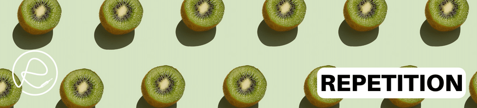 Image of repeating kiwis - Text "Repetition" Image of repeating kiwis - Text "Repetition"