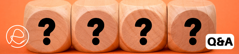Image of four dices with question marks on them - Text "Q&A"  Image of four dices with question marks on them - Text "Q&A"