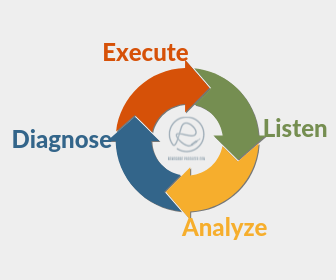 EQ Though Process Diagram - Listen, Analyze, Diagnose, Execute