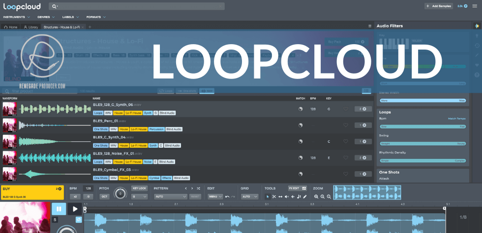 Screenshot of Loopcloud interface with text that reads "Loopcloud"